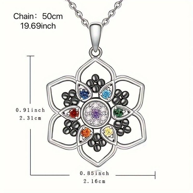 Verižica z obeskom rožice in sedem kamnov čakre