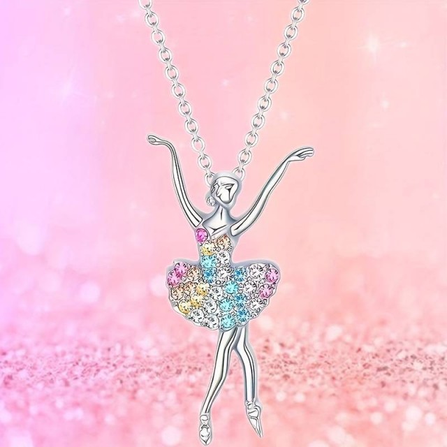 Verižica balet v srebrni barvi, baletka, balerina