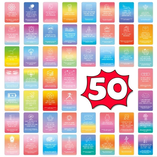 50 Pozitivnih Afirmacijskih Kartic – Duhovni Komplet za Samopomoč, Meditacijo in Notranjo Rast