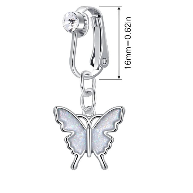 Fake piercing za popek z metuljem