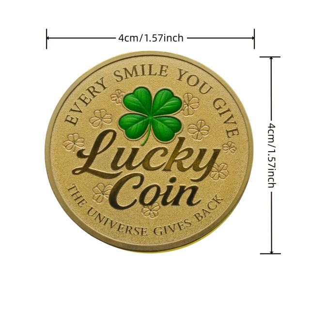 Spominski kovanec za srečo s štiriperesno deteljico LUCKY 
