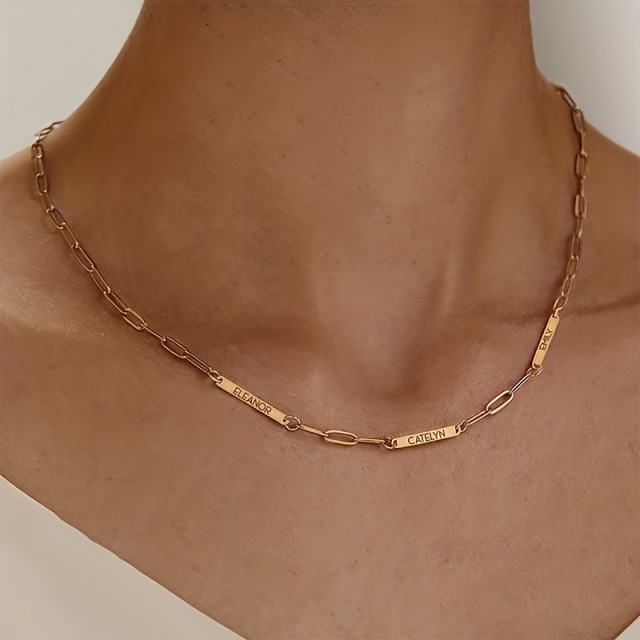 Personalizirana ogrlica v zlati barvi z možnostjo do 3 gravur