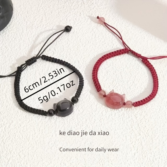 Prikupna pletena zapestnica z mačjo glavo