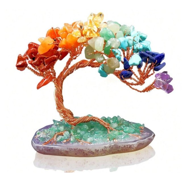 Ročno izdelano drevo življenja – Čakre naravni kristali