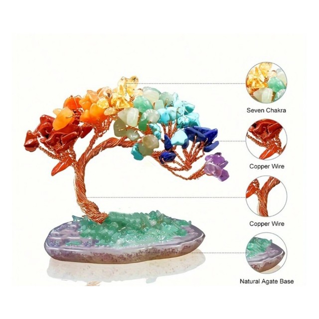 Ročno izdelano drevo življenja – Čakre naravni kristali