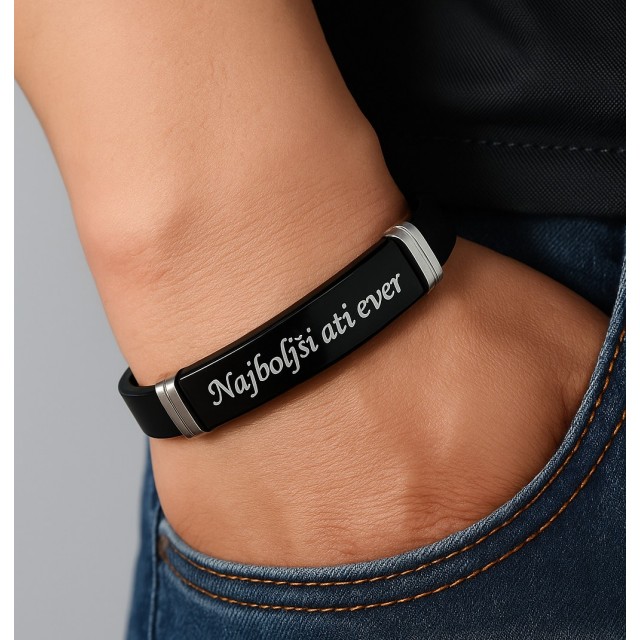 Personalizirana moška zapestnica z gravuro po želji