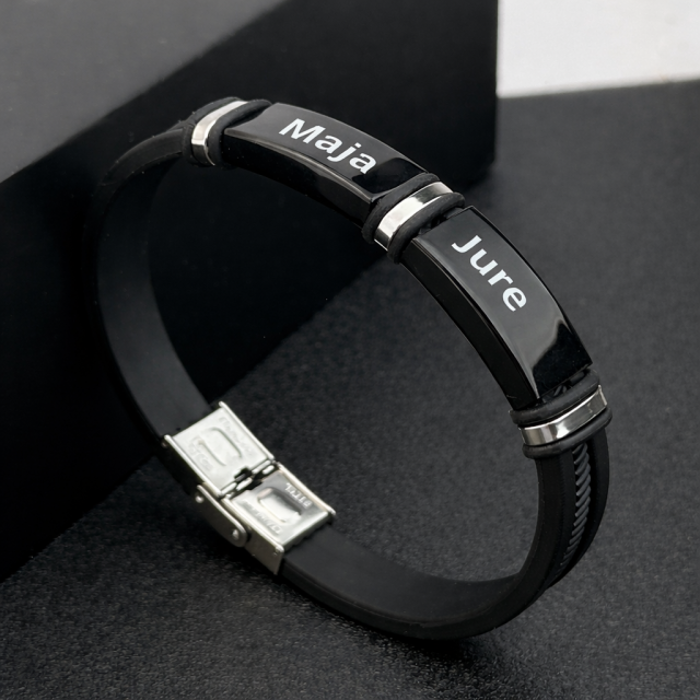 Personalizirana moška zapestnica z dvojnim prostorom za gravuro
