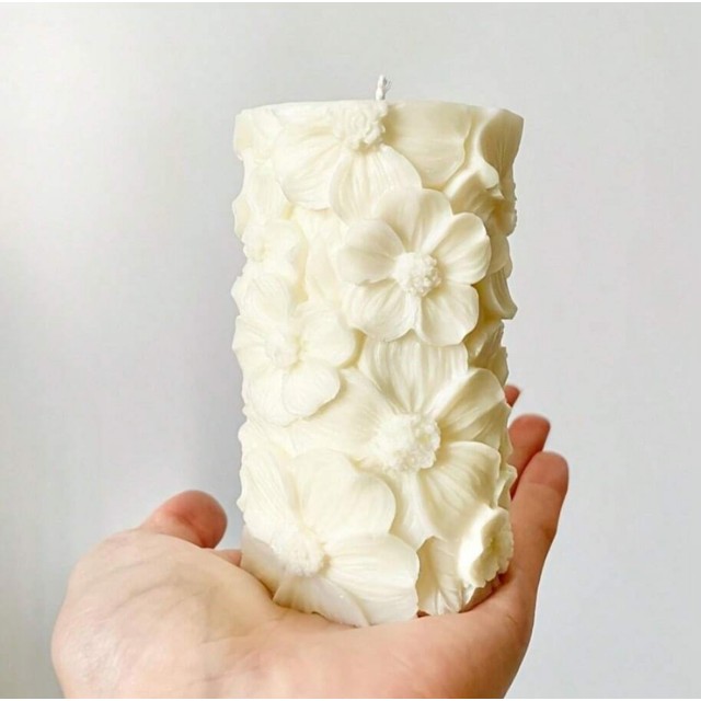 Silikonski kalup za sveče – cvetlični motiv (visok model)