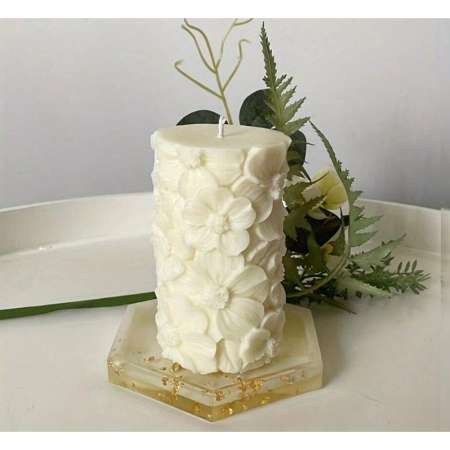 Silikonski kalup za sveče – cvetlični motiv (visok model)