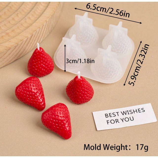 Silikonski kalup za sveče v obliki jagod (4 jagode)