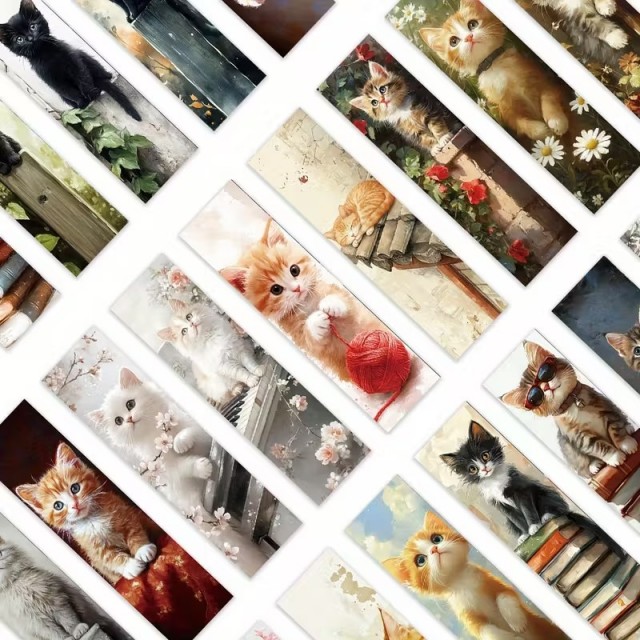 Čudovit komplet 32 knjižnih kazal z mačjimi motivi