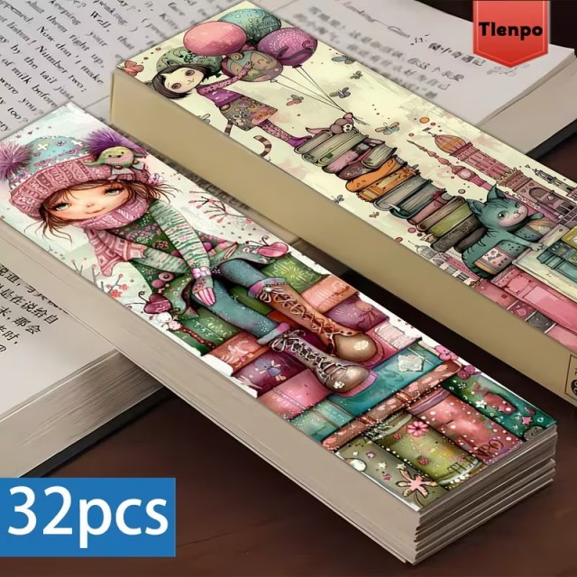 Komplet 32 zaznamkov za knjige z motivom fantka in punčke 