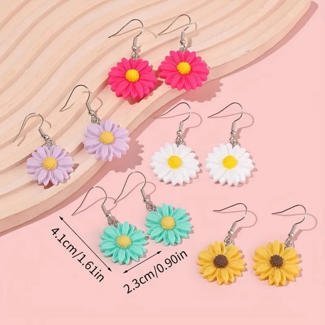 Komplet 5 parov pisane marjetice