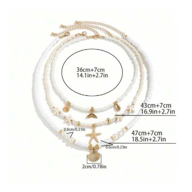 Komplet poletnih ogrlic s školjkami 