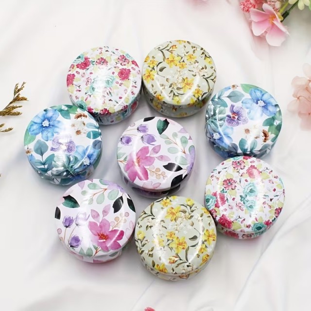 Komplet 12 aluminijastih posodic s pokrovom in cvetličnim motivom 65ml