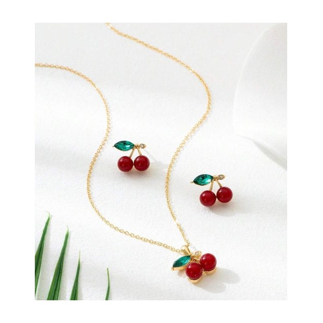 Komplet ogrlica uhani češnjice 