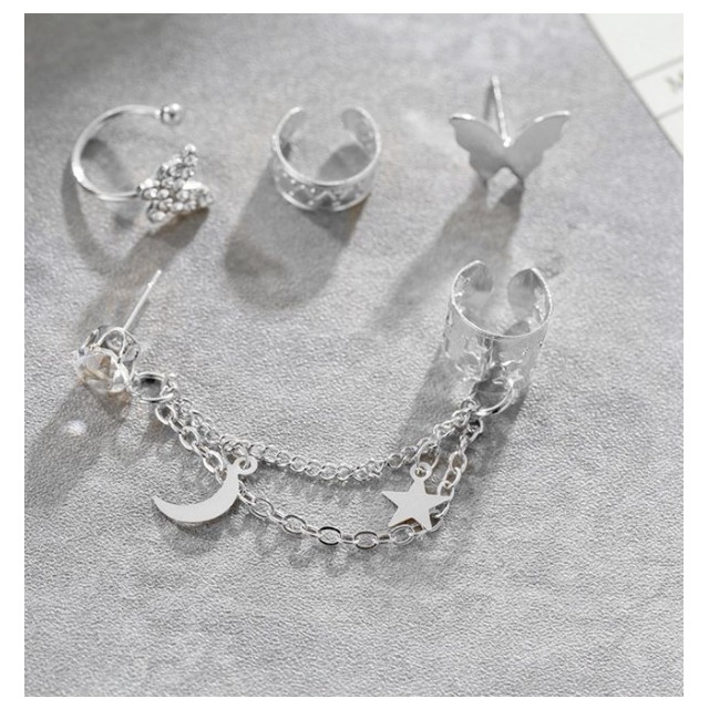 Komplet uhanov v srebrni barvi z metulji