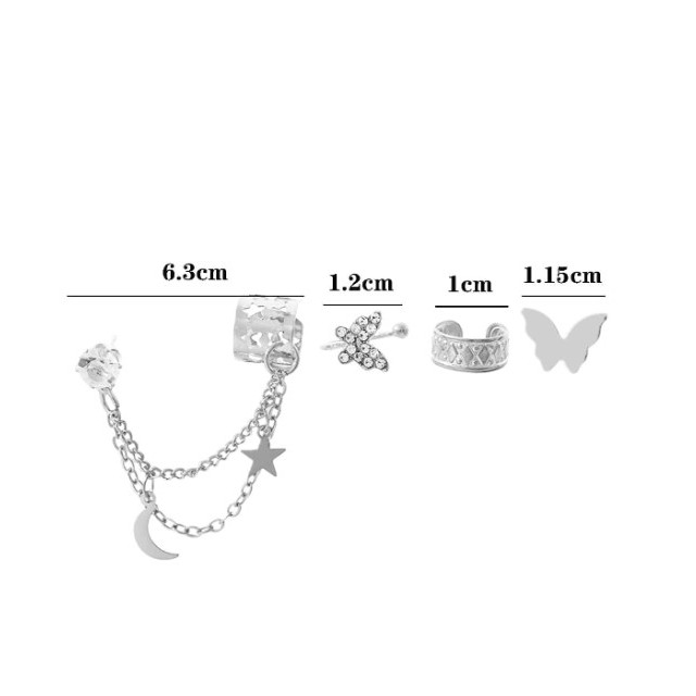 Komplet uhanov v srebrni barvi z metulji