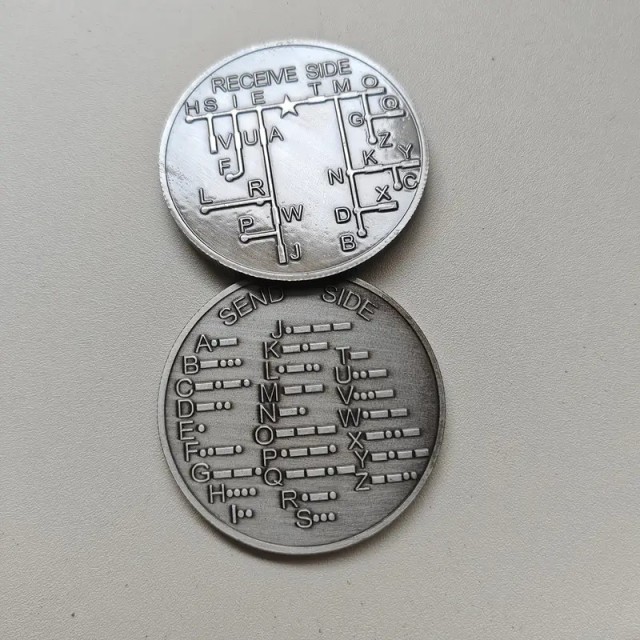 Spominski kovanec pomnjenje in učenje Morsejeve abecede