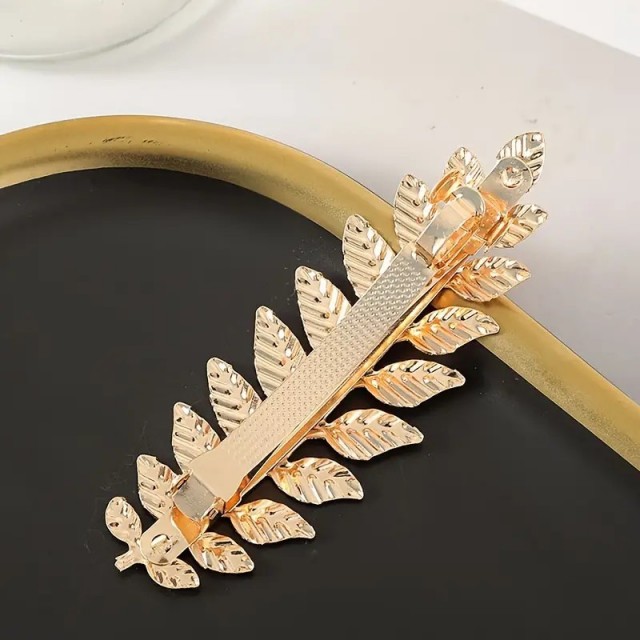 1 kos elegantne zlate velike sponke za lase z listki