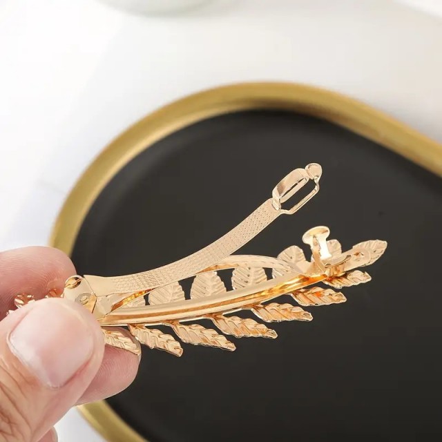 1 kos elegantne zlate velike sponke za lase z listki