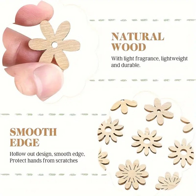 50 kosov izrezljanih lesenih okraskov za dekoracijo