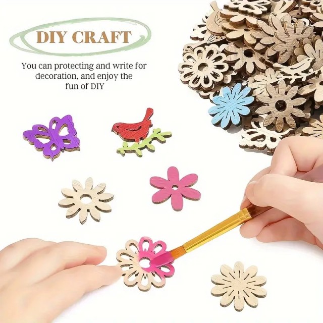 50 kosov izrezljanih lesenih okraskov za dekoracijo