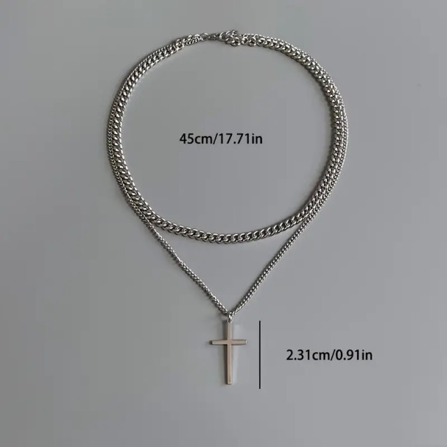 Dvoplastna moška verižica s križem