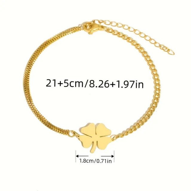 Zapestnica iz nerjavečega jekla z deteljico