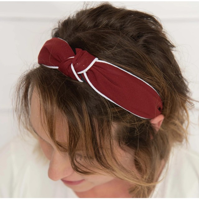 Obroč za lase z vozlom spredaj in belo črto,6 barv