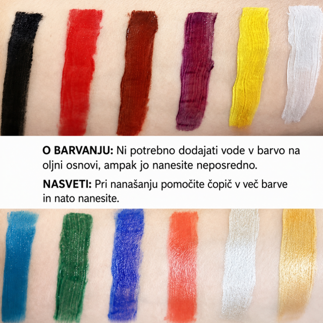 Večbarvna paleta oljnih barv za obraz