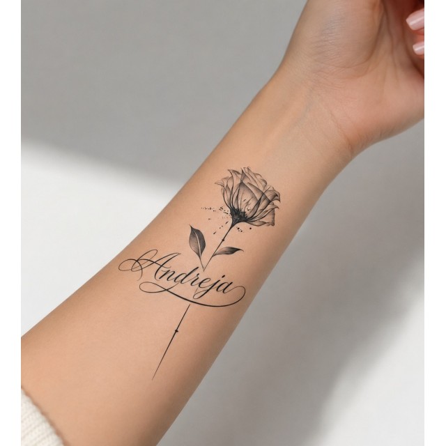 Personalizirana tattoo nalepka z vrtnico in imenom po želji 