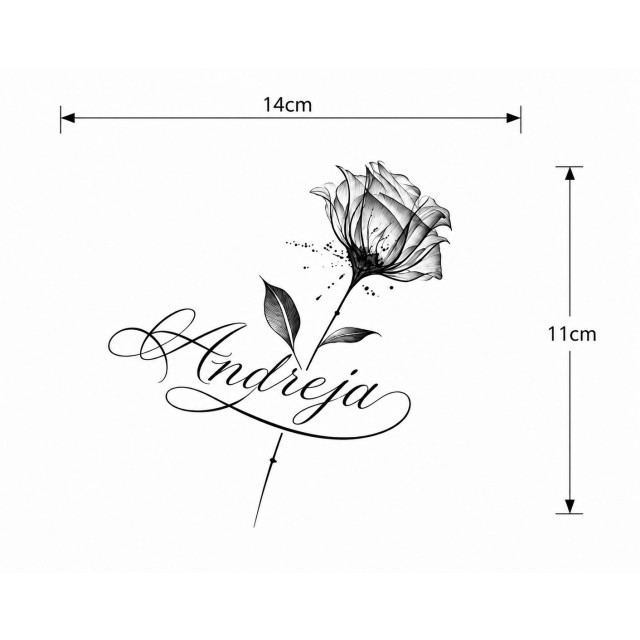 Personalizirana tattoo nalepka z vrtnico in imenom po želji 