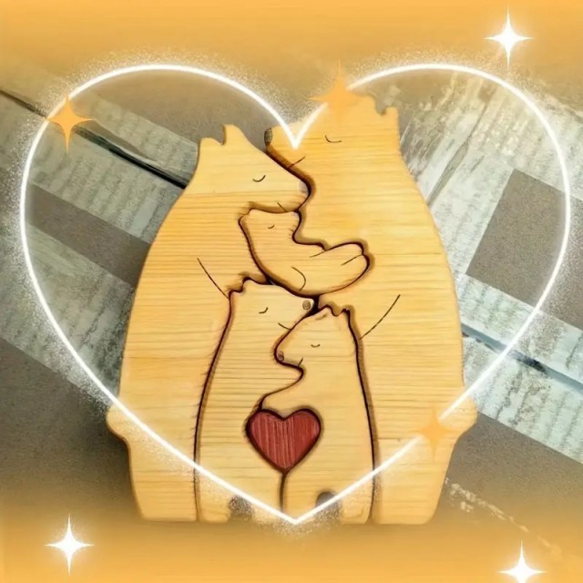 Personalizirana lesena medvedja sestavljanka VAŠA DRUŽINA