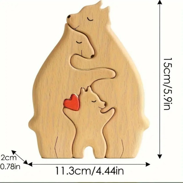 Personalizirana lesena medvedja sestavljanka VAŠA DRUŽINA