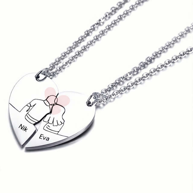 Komplet dveh personaliziranih ogrlic za pare z osebno gravuro 
