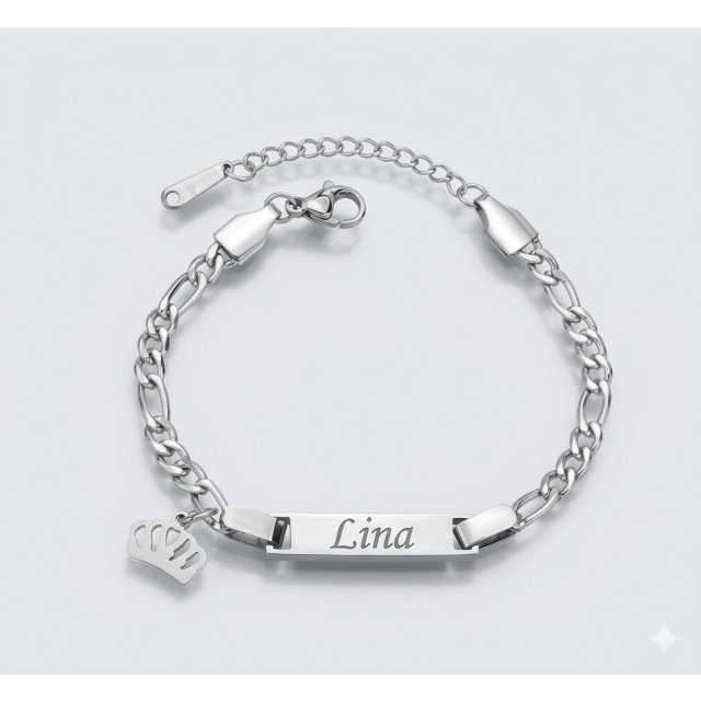 Personalizirana zapestnica z obeskom krone in osebno gravuro