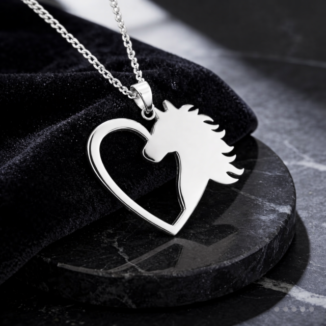 Personalizirana ogrlica z obeskom konja in osebno gravuro