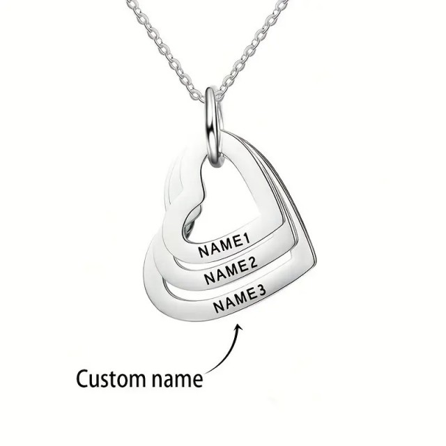 Personalizirana ogrlica s tremi srci in gravuro po vaši želji