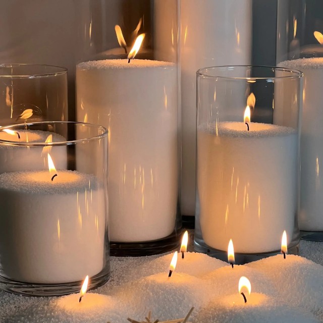 Bel voščeni pesek za sveče brez taljenja