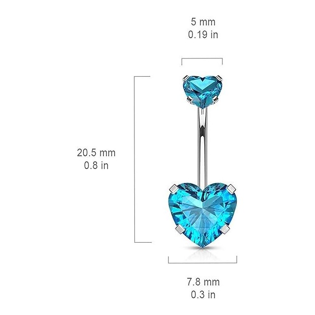Čudovit piercing za popek s polnim srcem 2 barvi
