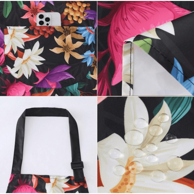 Kuhinjski predpasnik s tropskim cvetličnim potiskom 2 barvi 