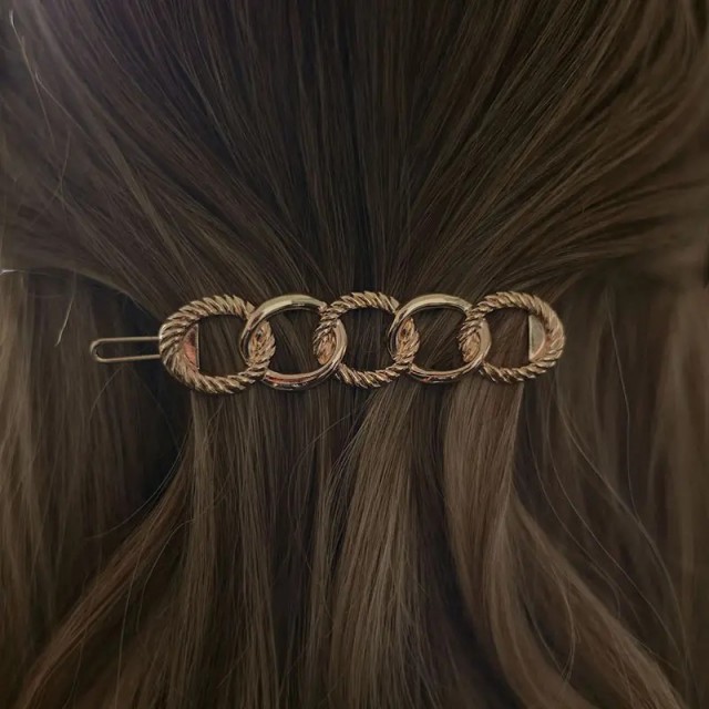 Retro kovinska sponka s krogeci, zlate barve