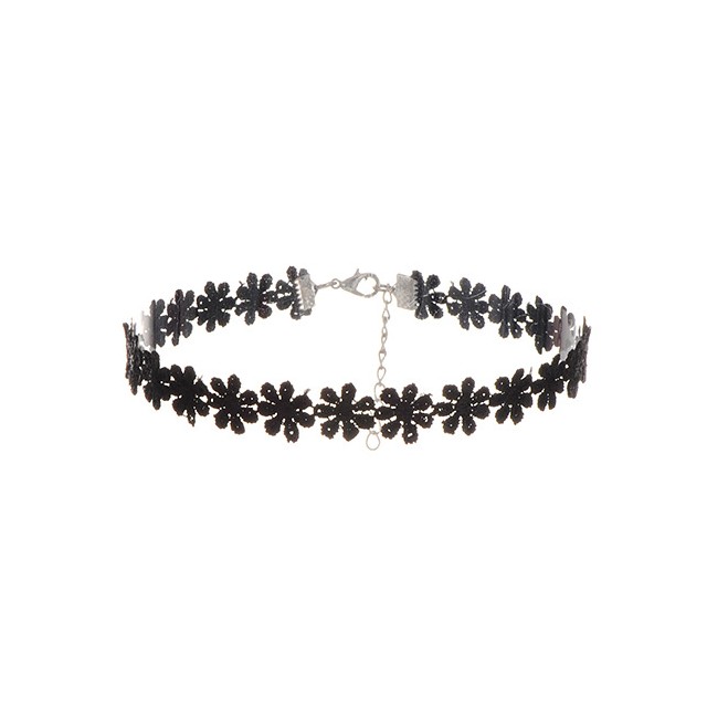 Choker verižica z rožico črna