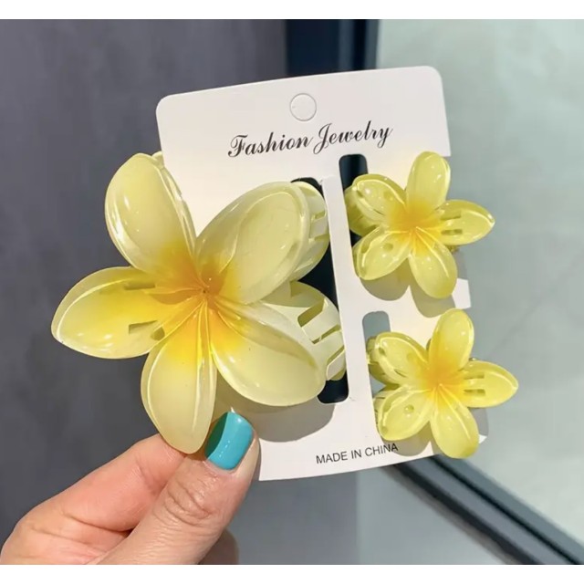 Komplet 3 poletnih plastičnih sponk za lase s cvetjem 4 barve