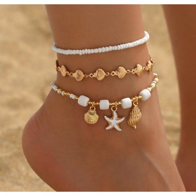 Komplet zapestnic za nogo – elegantni morski stil