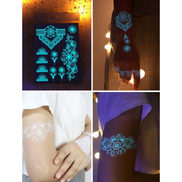 Set 6 tattoo nalepk svetijo v temi