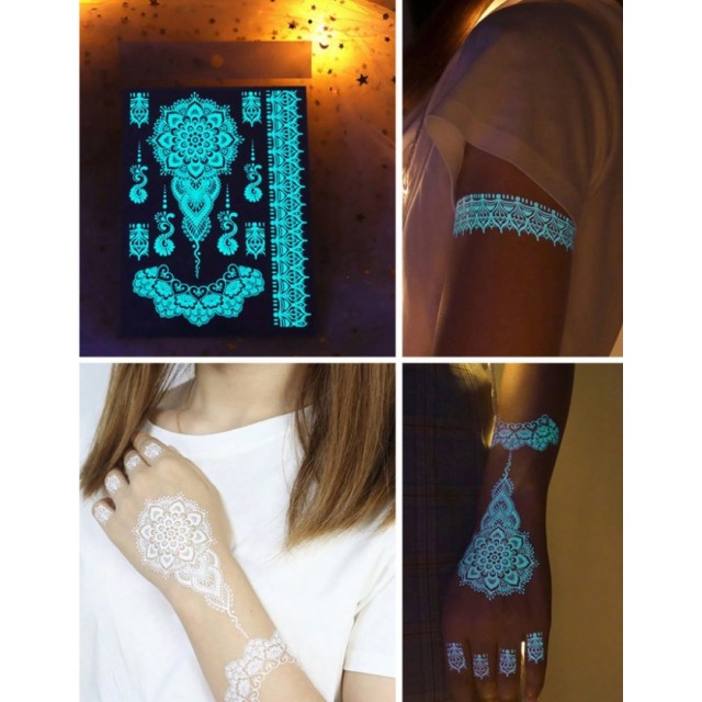 Set 6 tattoo nalepk svetijo v temi