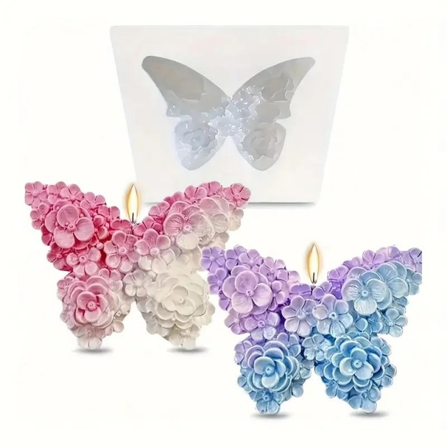 Silikonski kalup v obliki metulja s cvetovi