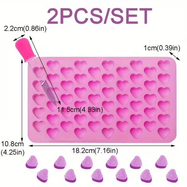 Silikonski model s 55 srci in kapalko za sveče mila torte